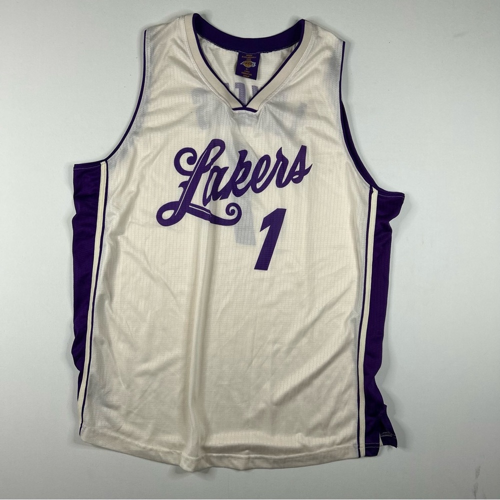 Vintage 90s LA Lakers Exclusive #1 size XL Jersey By Links Marketing Mesh EUC